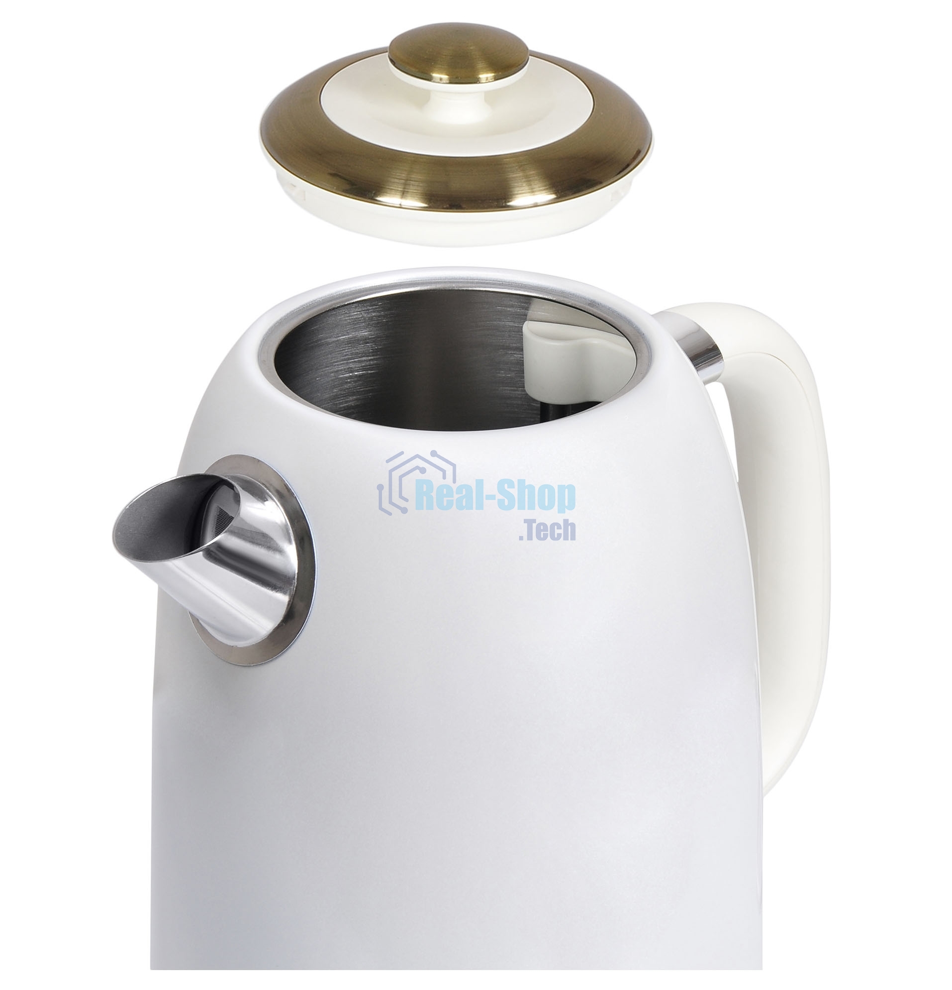 Чайник электрический Hyundai HYK-S4500 1.7л. 2200Вт жемчужный/золотистый (корпус: нержавеющая сталь/пластик)