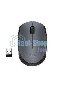 Мышь беспроводная Logitech M170 черный/темно-серый, 1000 dpi, радиоканал, USB, кнопки - 3