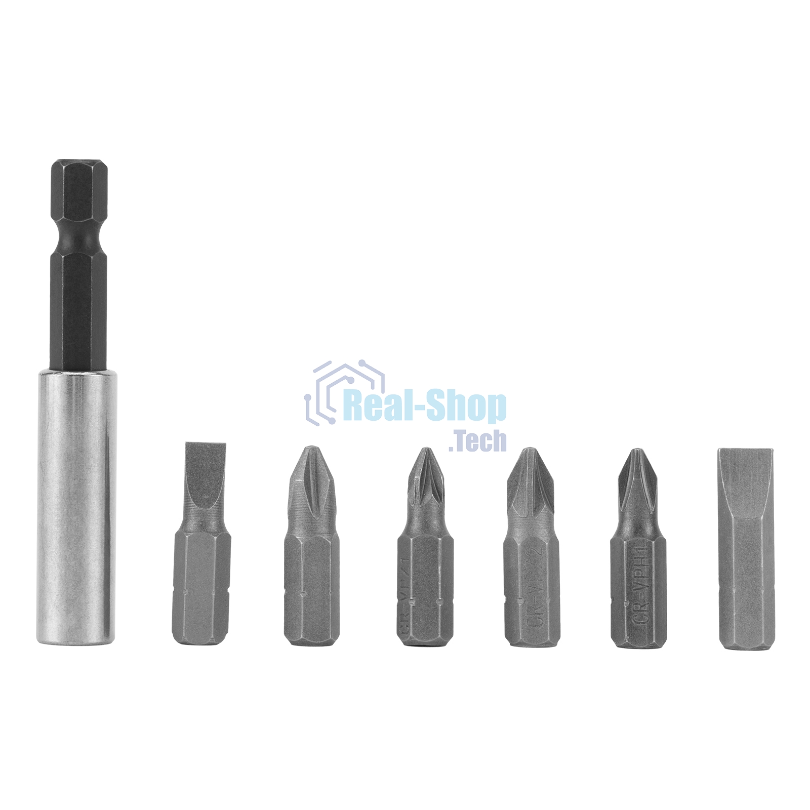 Набор бит Matrix, магнитный адаптер для бит, сталь 45Х, 7 предм., в пласт. закрытом боксе