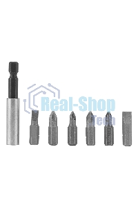 Набор бит Matrix, магнитный адаптер для бит, сталь 45Х, 7 предм., в пласт. закрытом боксе