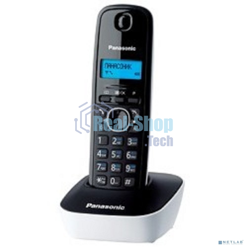 Телефон беспроводной (DECT) Panasonic KX-TG1611RUW (белый) АОН, Caller ID,12 мелодий звонка,подсветка дисплея,поиск трубки