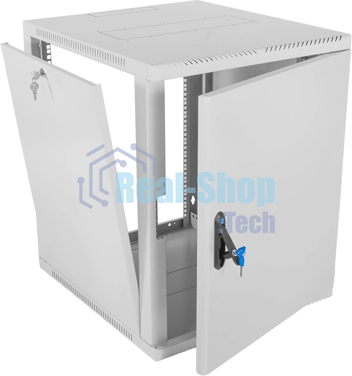 Шкаф коммутационный ЦМО (ШРН-15.500.1) настенный 15U 600x529 мм пер. дв. металл 200 кг серый 470 мм 180 град.