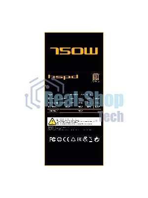 Блок питания Power Supply HSPD, 750W 80 PLUS Gold (ATX, 3.1, PCIe 5.1, Full modular, 1x24(20+4)pin 600мм, 2xCPU 8(4+4)pin 700мм, 2xPCIe*2 8(6+2)pin 550+150мм, 1x12V(2x6) 12+4pin 600W 550мм 2xSATA*3 500+150+150мм, 1xMOLEX4pin*3+FDD 500+150+150+150мм, Active, 120x120мм, 150x140x86мм, APFC, OVP, UVP, SCP, OCP, OTP, OPP, NLO, SIP, black)