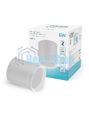 Светильник Gauss Overhead накл цил 6W 420lm 4100K 170-240V IP20 68x75мм белый с расс LED