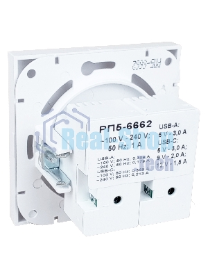 Механизм розетки Bylectrica Механизм роз. Type-C+USB 3А (2 блока) серия CARRE, белый (РП5-6662)