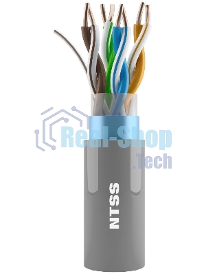 Кабель витая пара NTSS F/UTP 5e 4 пары одножильный 24AWG медь 305м внутренний нг(А)-HF (LSZH) серый NTSS-IN-FUTP4-5e-LSZH-GY
