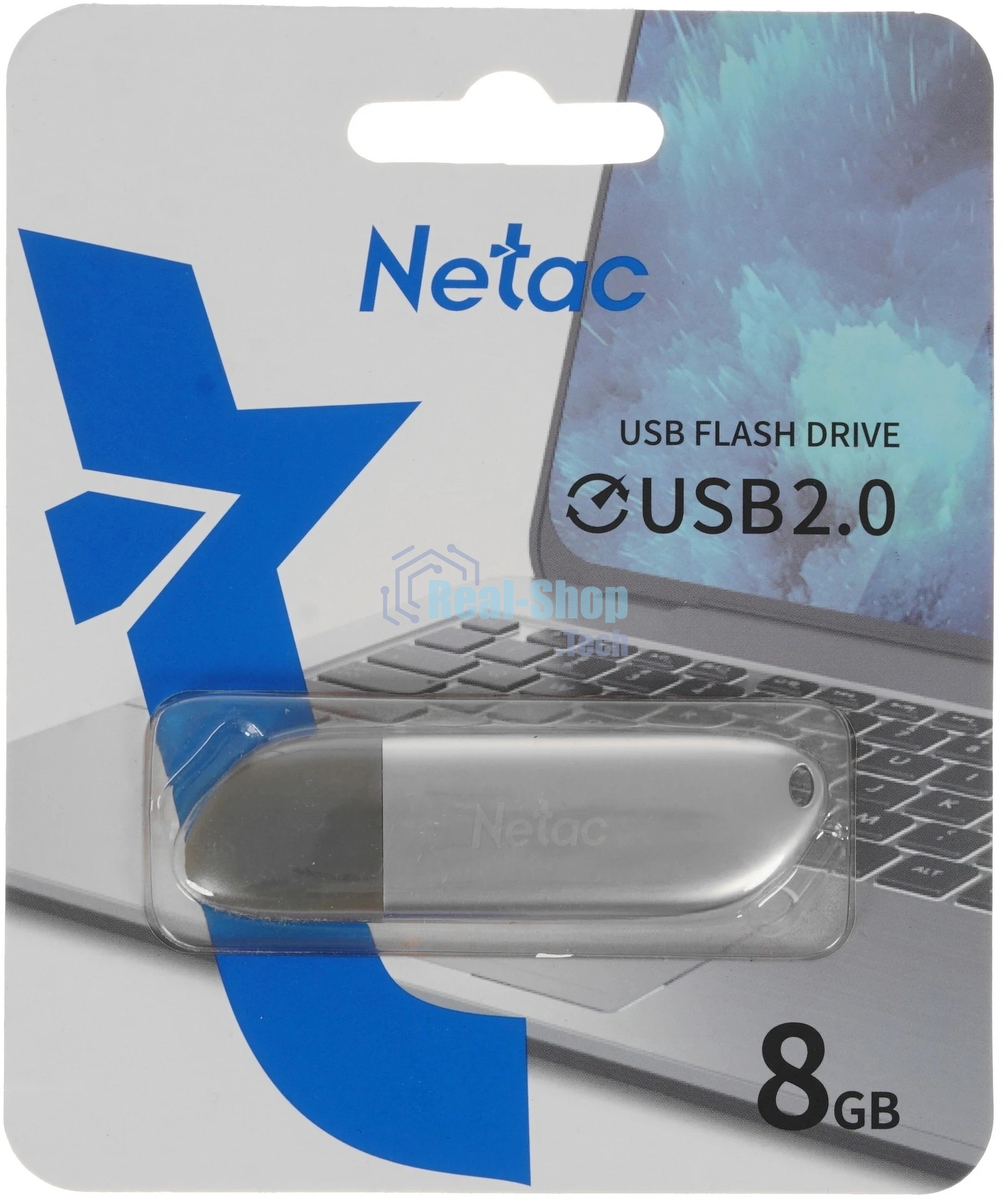 Флешка USB Netac U352 (NT03U352N-008G-20PN), 8Gb, USB 2.0, R/W 50/15, серебристый