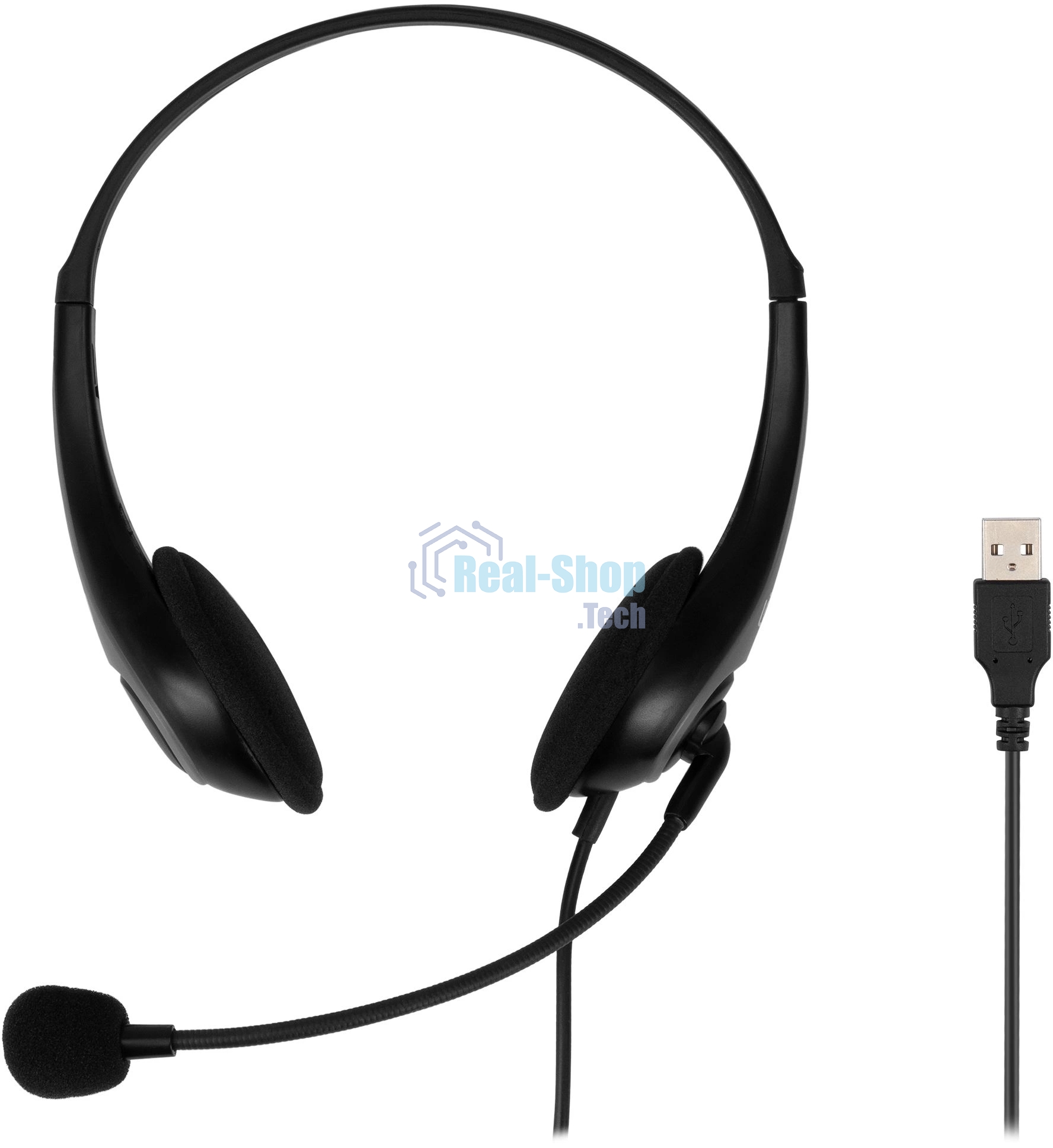 Гарнитура Oklick HS-M300 чёрный/серый, проводная, USB
