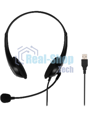 Гарнитура Oklick HS-M300 чёрный/серый, проводная, USB