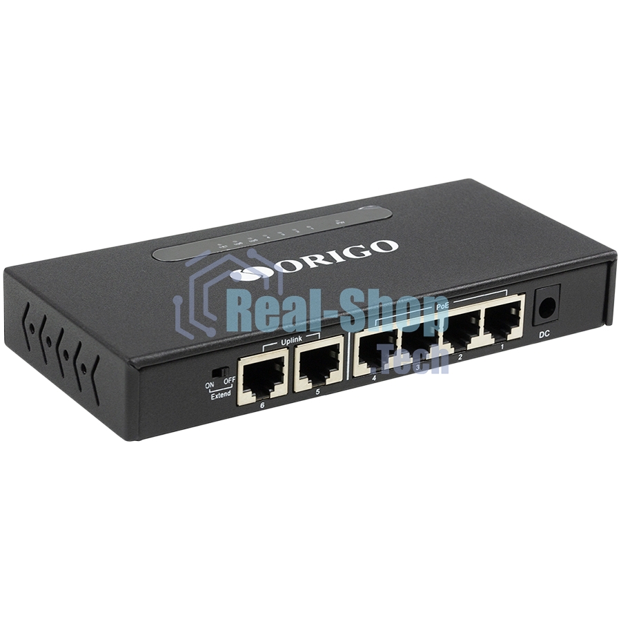Неуправляемый PoE-коммутатор ORIGO OS1206P/60W/A1A 4x100Base-TX PoE+, 2x100Base-TX, PoE-бюджет 60 Вт, корпус металл