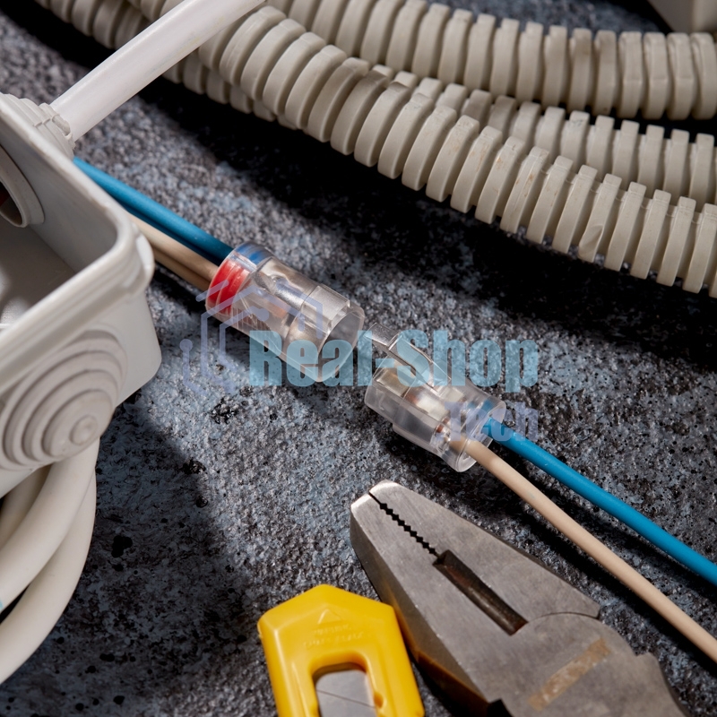 Экспресс-клемма Rexant СМК 2273-2x2R проходная разъемная 2 полюса 2х2-проводная 0,5-2,5 мм² (50 шт/уп)