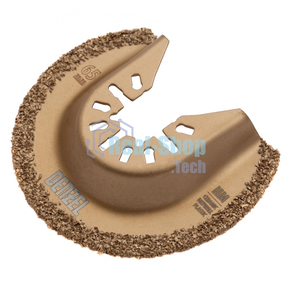 Насадка для МФИ Denzel режущая полукруг., HM, по плитке и дереву, 65 мм