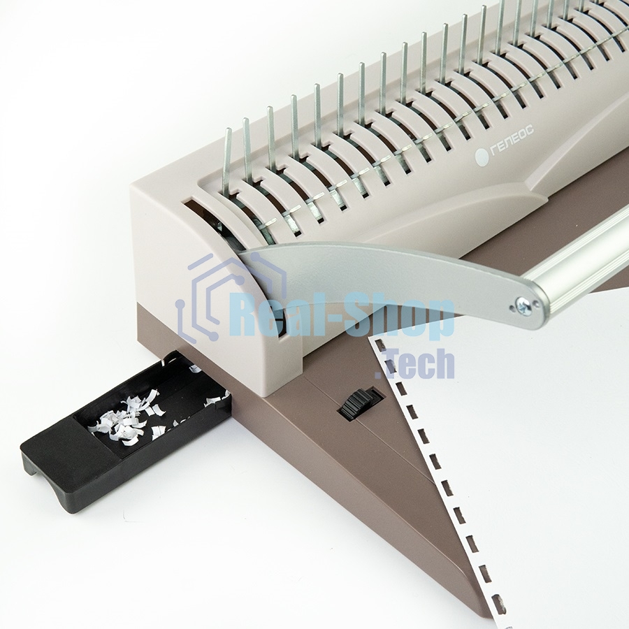 Переплетчик Heleos БП13пс коричневый (БП13ПСК) A4/перф.13л.сшив/макс.450л./пластик.пруж. (6-51мм)