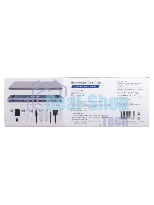 USB-концентратор Gembird UHB-D6, USB Type-C, USB 2.0/RJ45/USB Type-C PD87W/Jack 3.5 / SD/TF/2xHDMI/VGA, USB Type-C