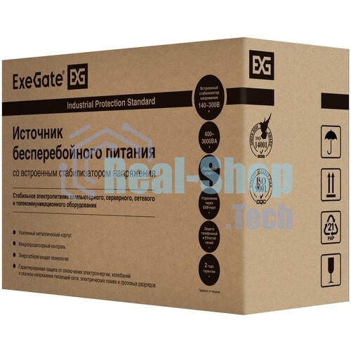 Источник бесперебойного питания ExeGate EX292801RUS SpecialPro UNB-1600.LED.AVR.2SH.3C13 1600VA/950W, LED, AVR, 2*Schuko+3*C13, съемн.кабель, металлический корпус, черный