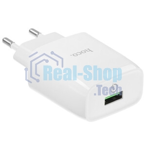 Зарядное устройство Hoco 18Вт, 3А, QC3.0, 1xUSB + кабель USB/Type-C, C72Q, белый, блистер