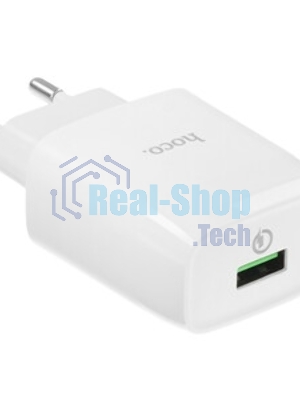 Зарядное устройство Hoco 18Вт, 3А, QC3.0, 1xUSB + кабель USB/Type-C, C72Q, белый, блистер