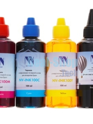 Чернила NVPrint для аппаратов Epson, комплект 4 цвета (пигментные Bk + водные C,M,Y) по 100 мл