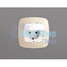 Лицевая панель OMEGA (Белый глянец) для электрической розетки с/з со шторками и крышкой IP44 QUANT OP1080