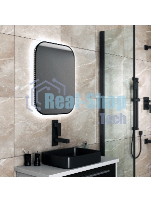 Зеркало Bau Black Rand 60х80, с LED фоновой подсветкой, бесконтактным сенсором, черной окантовкой