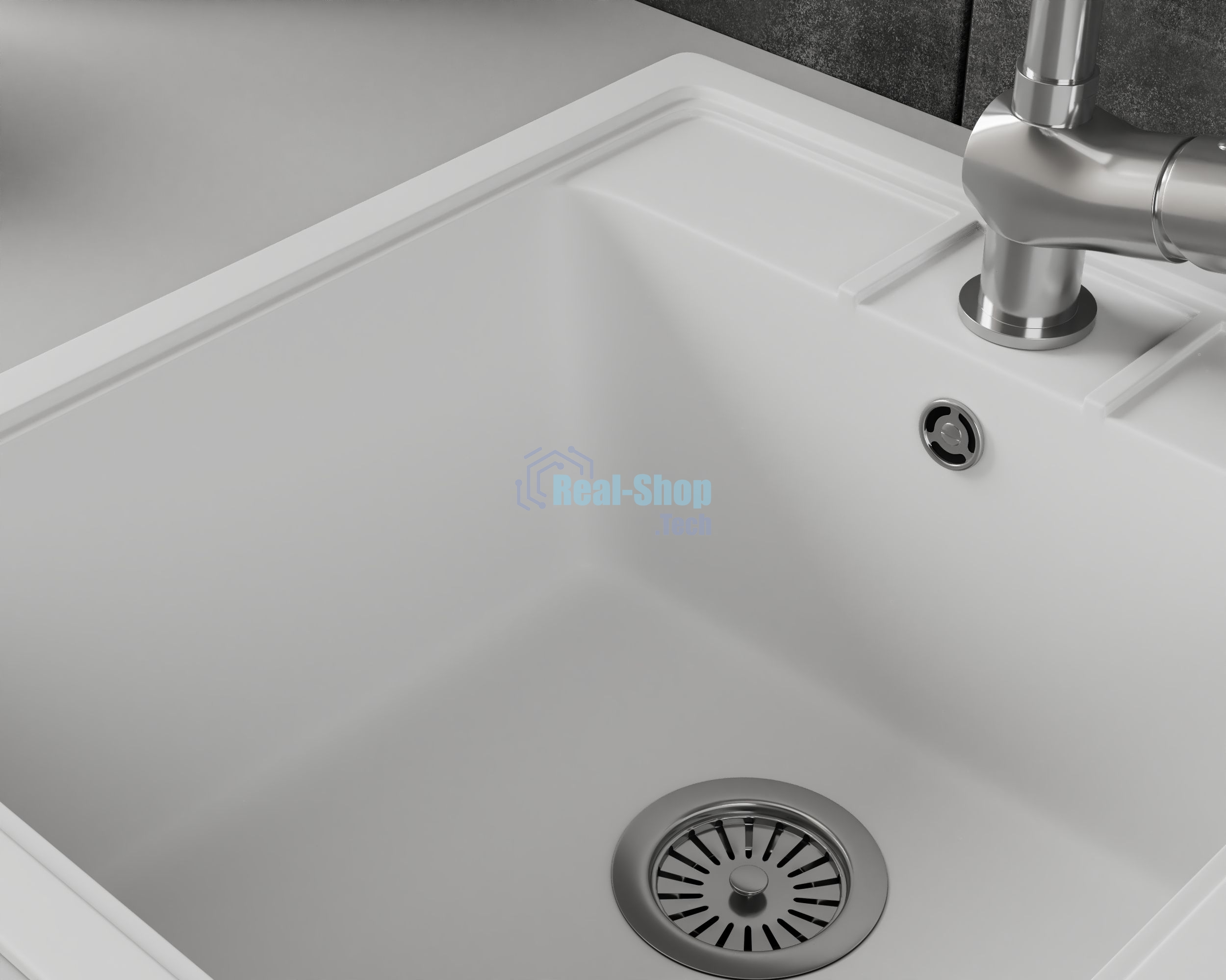 Мойка для кухни BAU Stil White snow 45х50, выпуск с сифоном в комплекте, белый снег