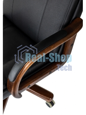 Кресло руководителя Бюрократ T-9933Walnut черный, эко.кожа, крестов. металл/дерево