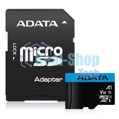 Флеш карта microSD 64Gb ADATA microSDHC Class 10 UHS-I A1 100/25 MB/s (SD адаптер)