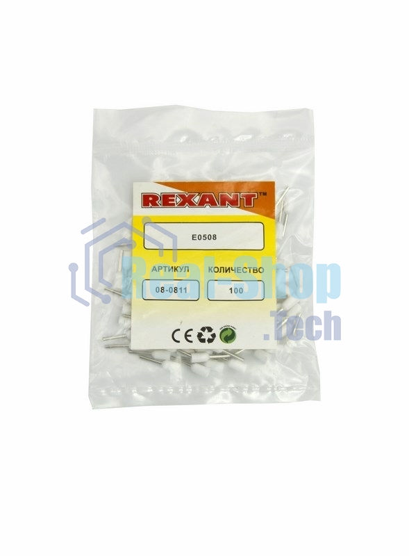 Наконечник штыревой втулочный изолированный Rexant F-8 мм 0.5 мм² (НШВи 0.5-8) белый