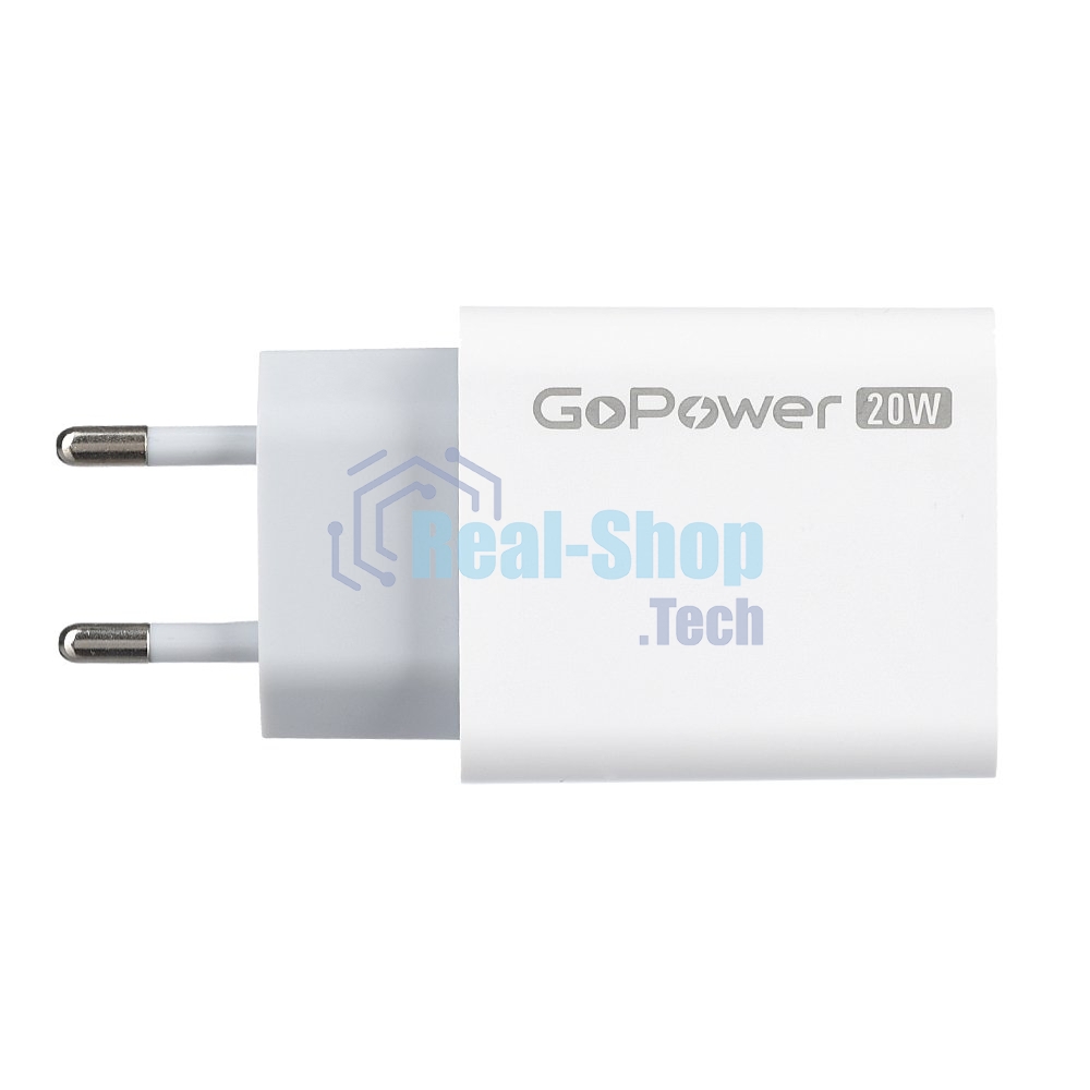 Сетевое зарядное устройство GOPOWER 1USB+1TYPE-C 20W QC3.0 00-00028401 WHITE