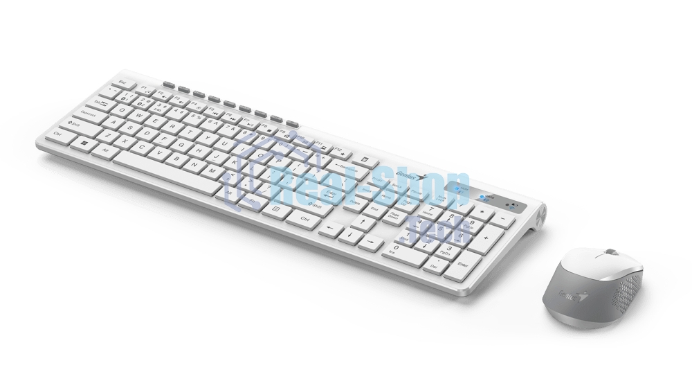 Комплект беспроводной Genius Smart KM-8230 белый, клавиатура+мышь, USB, 1 мини-ресивер на оба устройства. Клавиатура: 104 клавиши кнопка SmartGenius, клавиши т