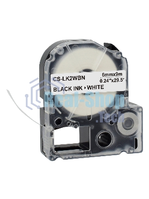 Картридж ленточный Cactus CS-LK2WBN черный, 6мм, 9м для Epson LW300/LW400/LW700/LW600P/LW1000P/K400/Z700/Z900