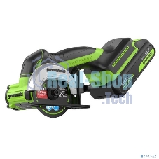 Угловая шлифовальная машина аккумуляторная GreenWorks GD24UCS, 24V, б/щет, 20000 об/мин,76 мм, рез 18 мм,1х2Ач,ЗУ,кор 3402007CUA