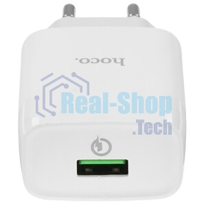 Зарядное устройство Hoco 18Вт, 3А, QC3.0, 1xUSB + кабель USB/Type-C, C72Q, белый, блистер