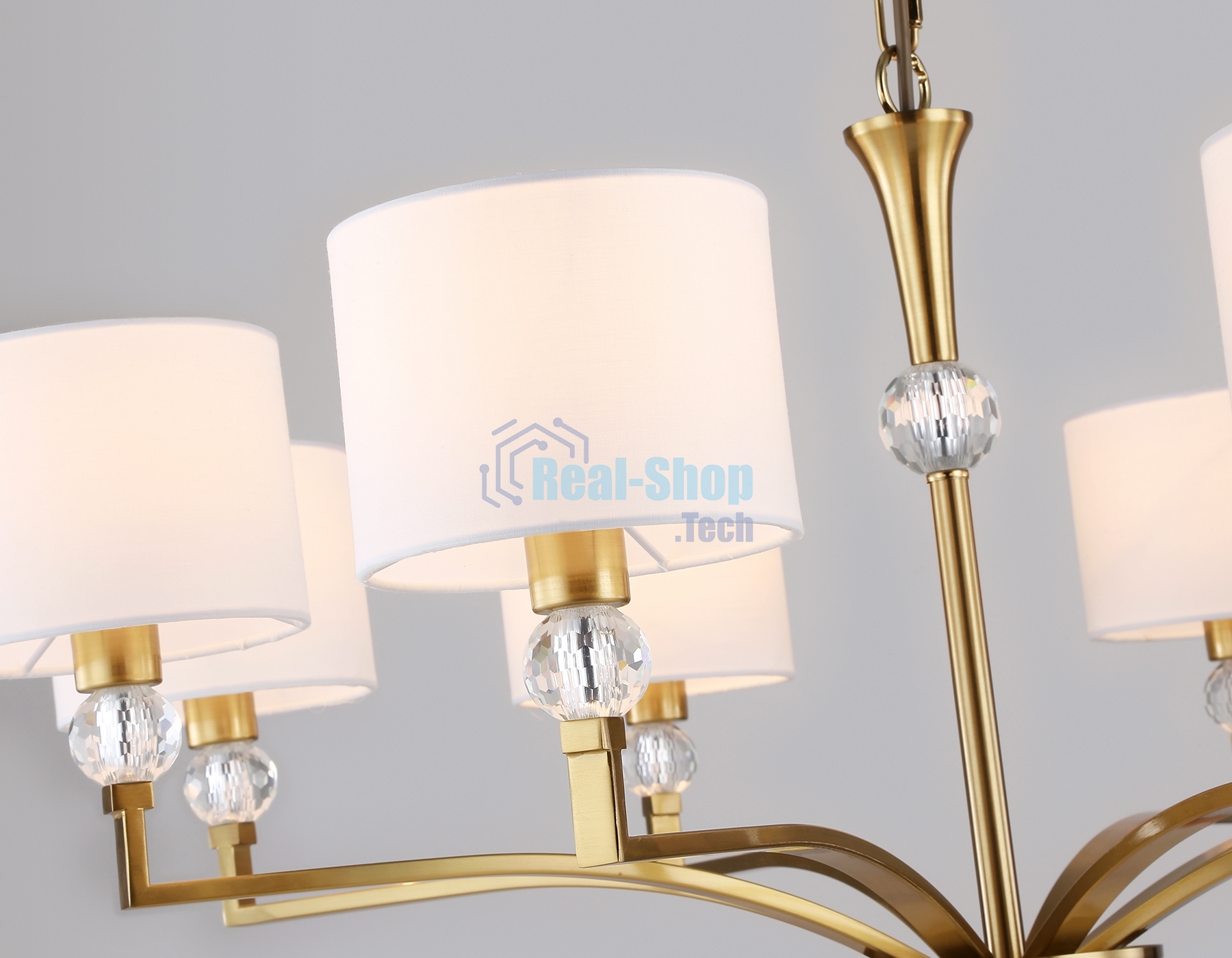 Люстра Ambrella light LH71133/8 BS/WH латунь/белый E14/8 max 40W D840*880