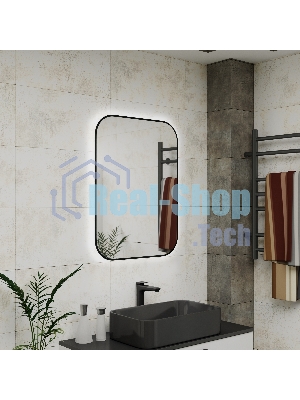 Зеркало Bau Black Rand 60х80, с LED фоновой подсветкой, бесконтактным сенсором, черной окантовкой