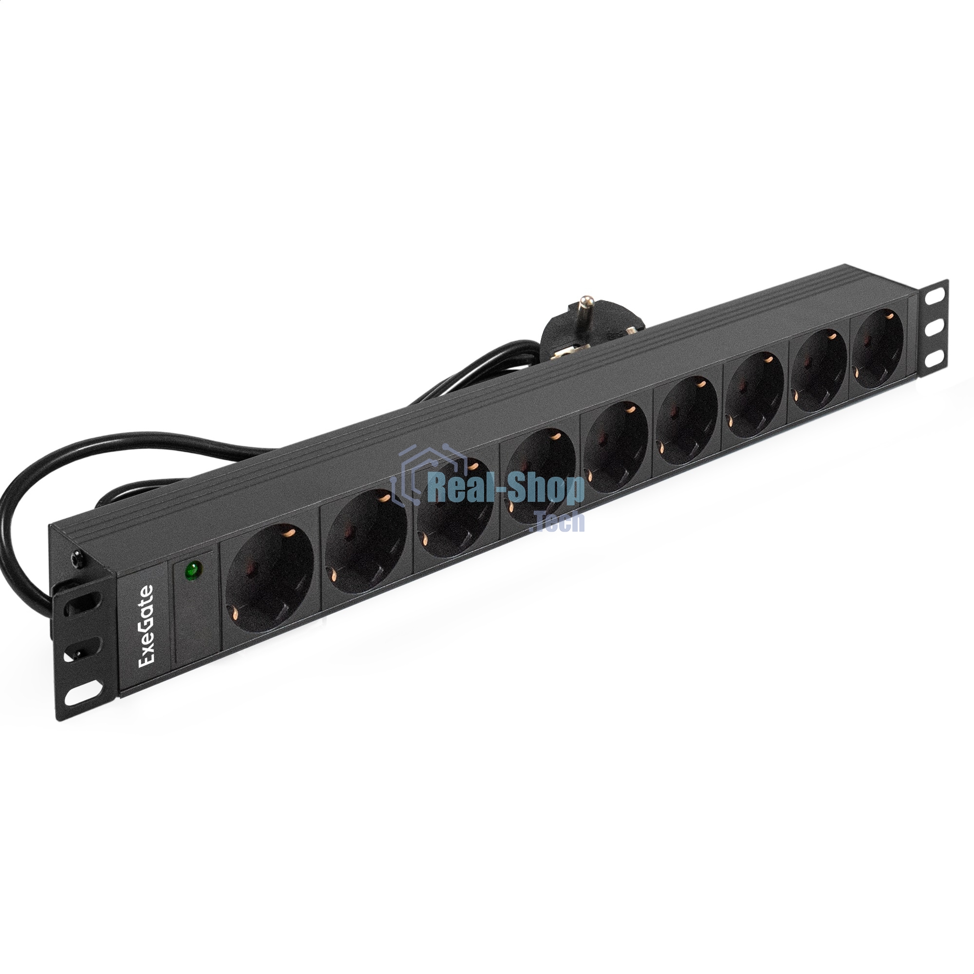 Блок розеток горизонтальный ExeGate ServerPro PDU-19H905 Al-9S-EU3, 19
