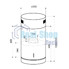 Вытяжка каминная LEX TUBO ISOLA 350 нержавеющая сталь управление: кнопочное (1 мотор)