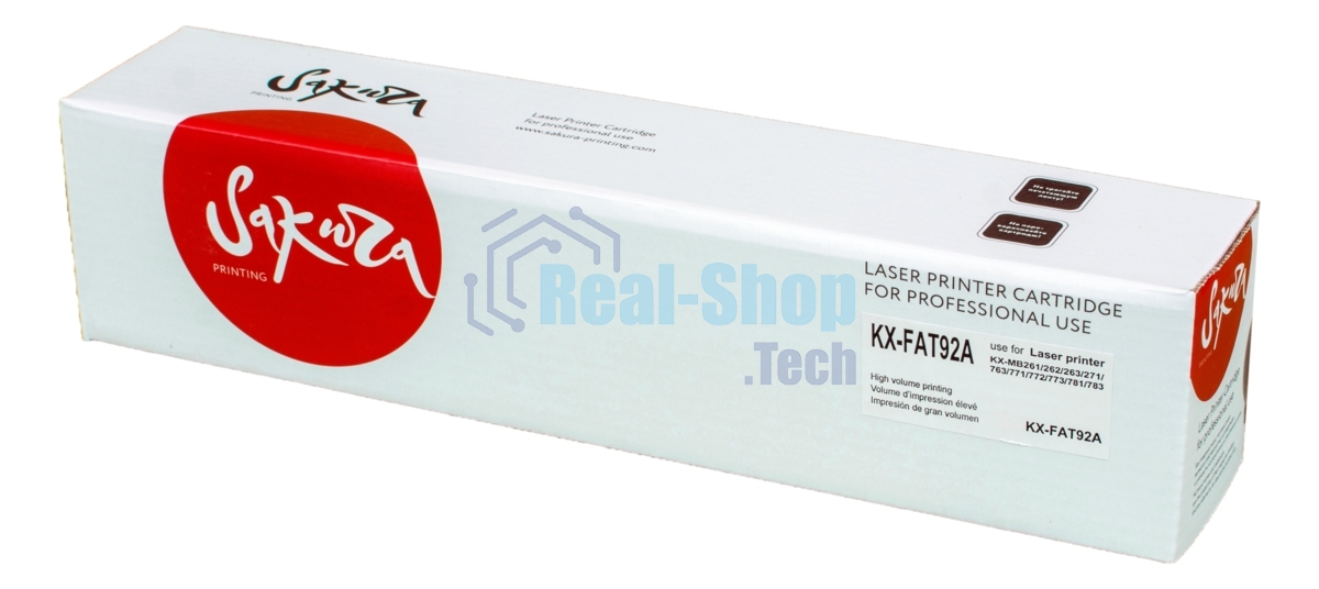 Картридж Sakura KXFAT92A для Panasonic KX-MB262/263/271/283/763/772/773/781/783, черный, 2000 к.