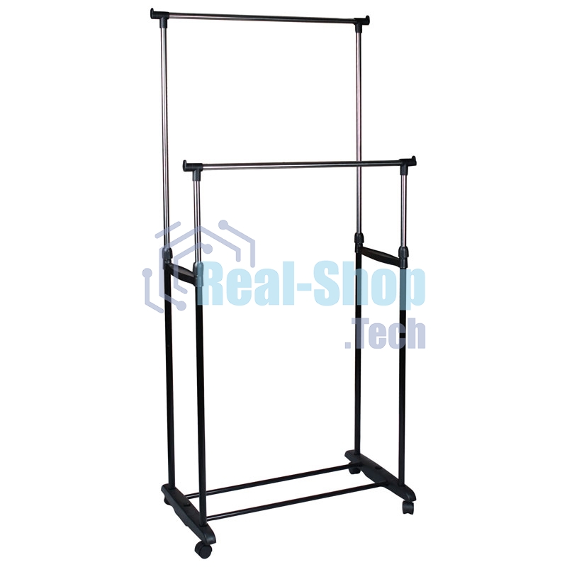 Вешалка напольная Рыжий кот CR465 на колесах 2 перекладины CR465, размер: 78x42x93x168 см