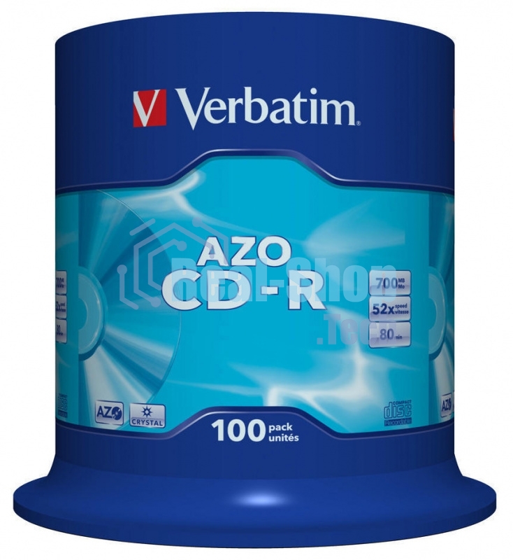 Диск CD-R Verbatim 700Mb 52x 100 шт., DataLife+ Cake Box Pastel Color (43430)