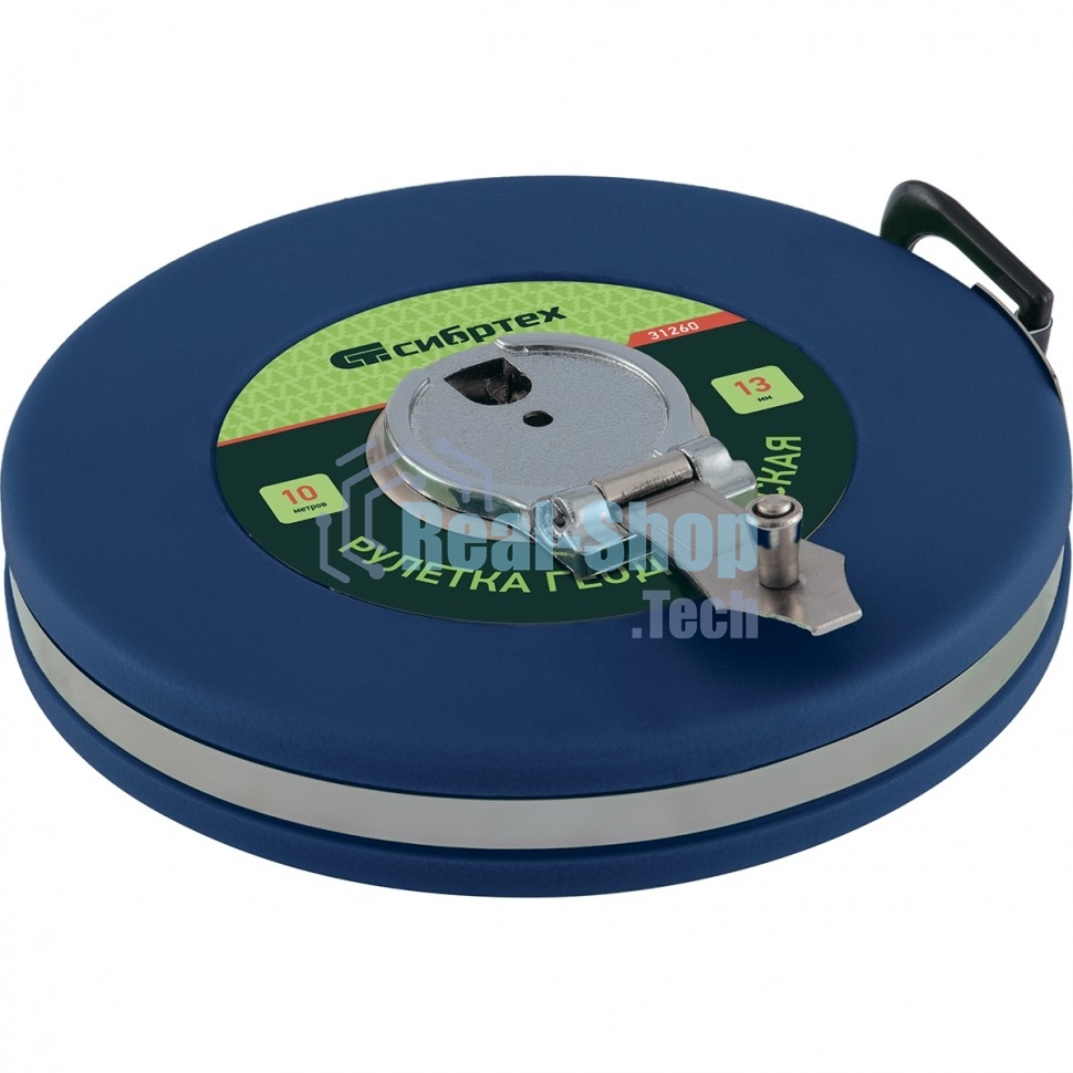 Рулетка геодезическая Сибртех 20 м х 13 мм, закрытый корпус, фиберглассовая лента