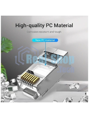 Коннектор Vention IDFR0-50 RJ45 (8p8c), FTP, cat. 6A, под витую пару, экранированный (50шт.)