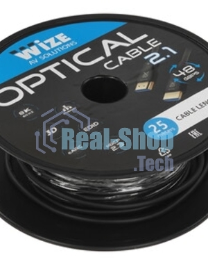 Кабель HDMI Wize AOC-8K-HM-HM-25M оптический, 25 м, 8K/60HZ 4:4:4, v.2.1, ARC, 19M/19M, HDCP 2.2, Ethernet, черный, коробка