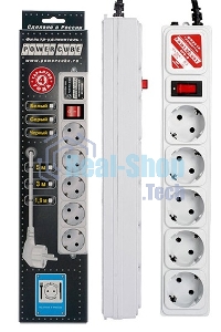 Сетевой фильтр POWER CUBE 1,9 м.* 5 розеток, серый