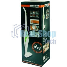 Пылесос вертикальный Mystery MVC-1118 белый/зеленый, питание от аккумулятора, 300 Вт, уборка сухая, пылесборник 0.5 л, работа от АКБ max 30 мин