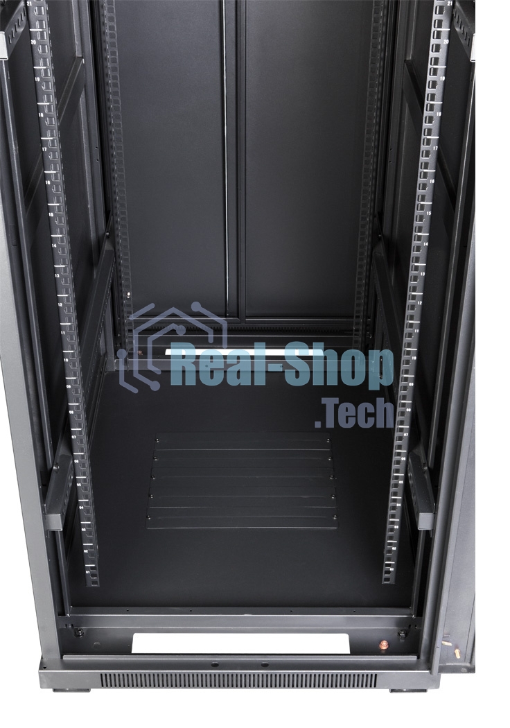 Шкаф коммутационный Lanmaster (TWT-CBB-42U-6X10-G1) напольный 42U 600x1000 мм пер. дв. стекл задн. дв. спл. стал. лист 2-хст. 2 бок. пан. 800 кг черный IP20