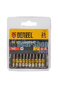 Набор бит Denzel PH2х25, сталь S2, шестигранный профиль, 10 шт.
