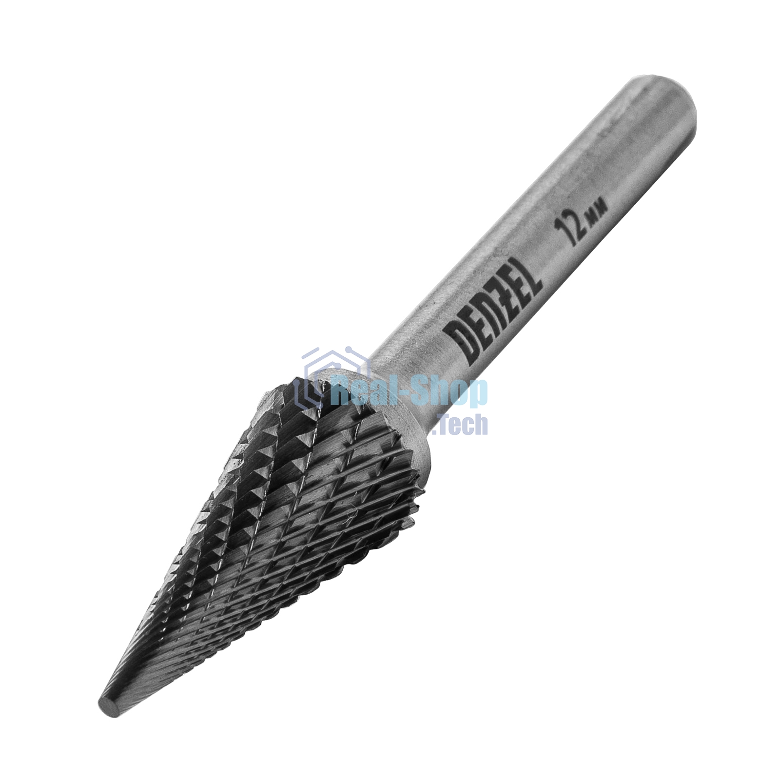 Борфреза по металлу Denzel твердосплавная, коническая, тип-M, 12 мм