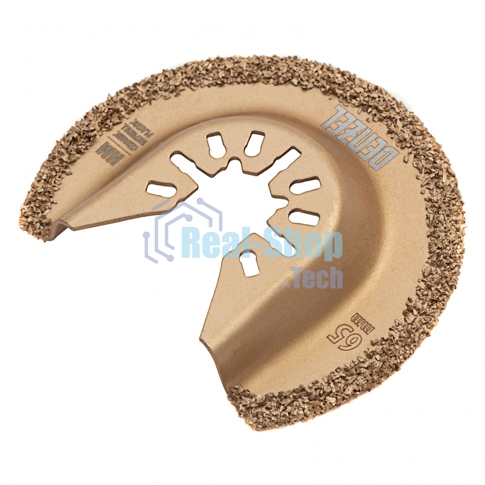 Насадка для МФИ Denzel режущая полукруг., HM, по плитке и дереву, 65 мм