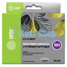 Картридж струйный Cactus CS-LC985Y желтый (15 мл) для Brother DCPJ315W/DCPJ515W/MFCJ265W